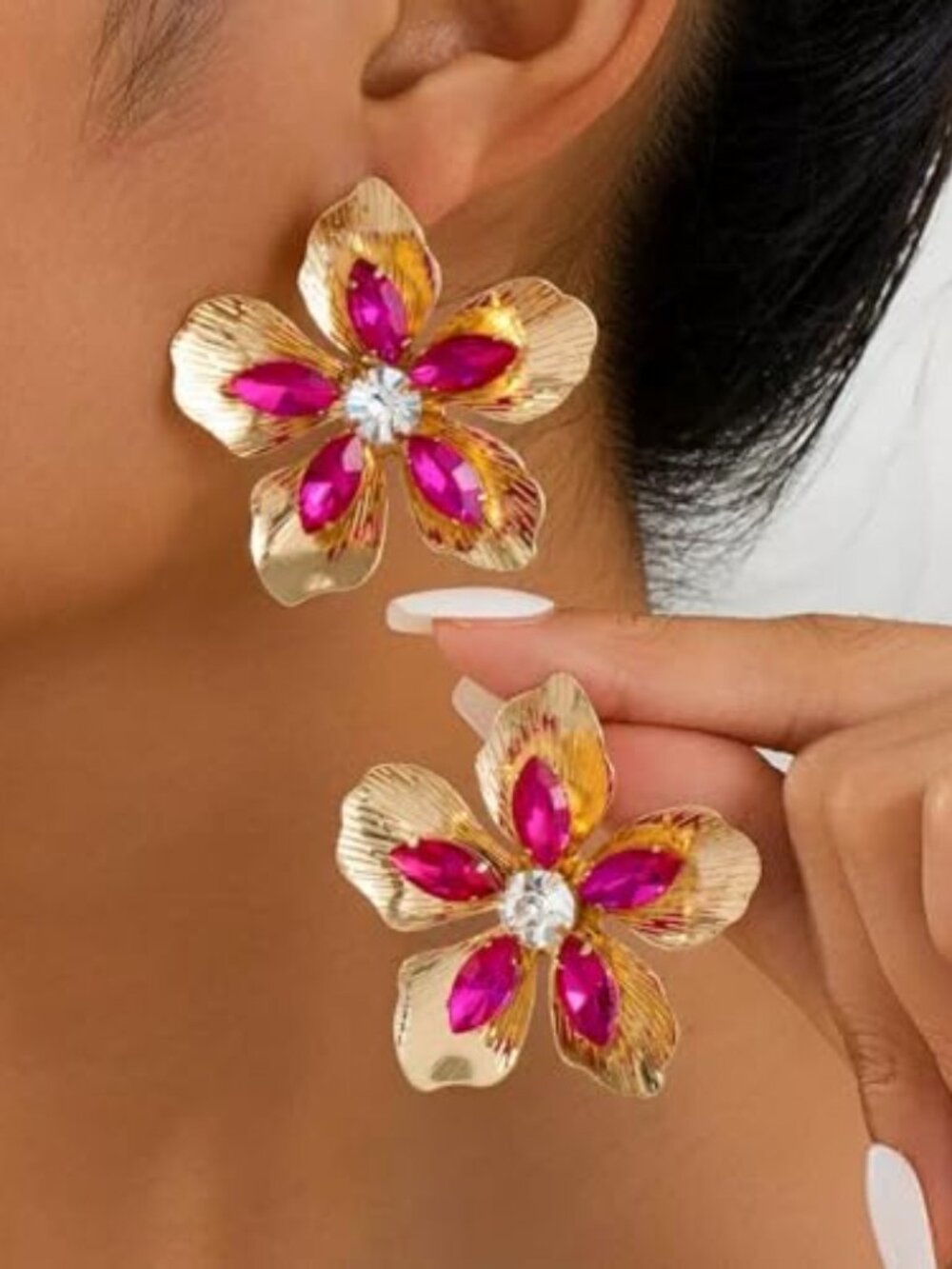 New - 14K Gold Plated Gold Flower Earrings for Women Boho Chunky Floral‎